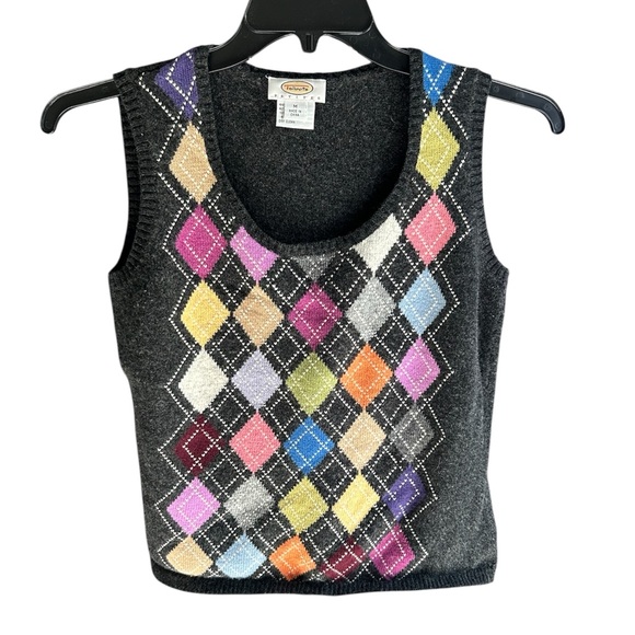 Talbots Petite Argyle Knit Sweater Vest - Picture 1 of 4
